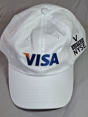 Vintage VISA V Listed White Baseball Cap - Embroidered Logo